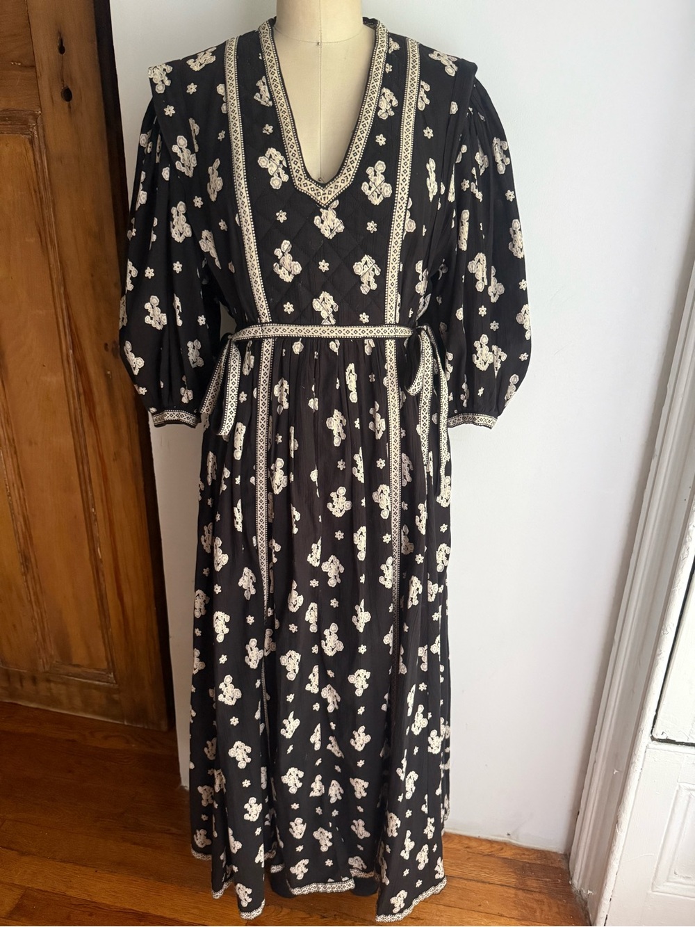 La Vie Rebecca Taylor Floral Cotton Prairie Midi Dress Cottagecore Romantic